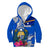 Personalised Nauru Coat of Arms Kid Hoodie Tropical Flower Polynesian Pattern LT03 Zip Hoodie Blue - Polynesian Pride