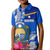 Personalised Nauru Coat of Arms Kid Polo Shirt Tropical Flower Polynesian Pattern LT03 Kid Blue - Polynesian Pride
