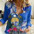 Personalised Nauru Coat of Arms Women Casual Shirt Tropical Flower Polynesian Pattern LT03 Female Blue - Polynesian Pride