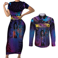 Aotearoa Arts Festival 2025 Couples Matching Short Sleeve Bodycon Dress and Long Sleeve Button Shirt Maori Music Art Dance - Rhythmic Vibes