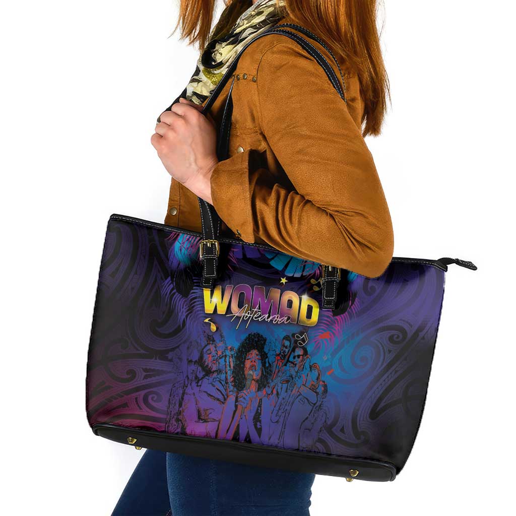 Aotearoa Arts Festival 2025 Leather Tote Bag Maori Music Art Dance - Rhythmic Vibes