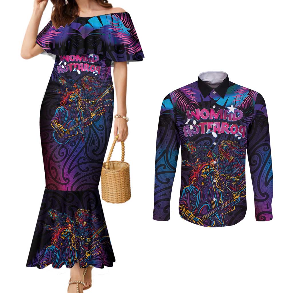 Aotearoa Arts Festival 2025 Couples Matching Mermaid Dress and Long Sleeve Button Shirt Maori Performing Art and Music - Rhythmic Vibes