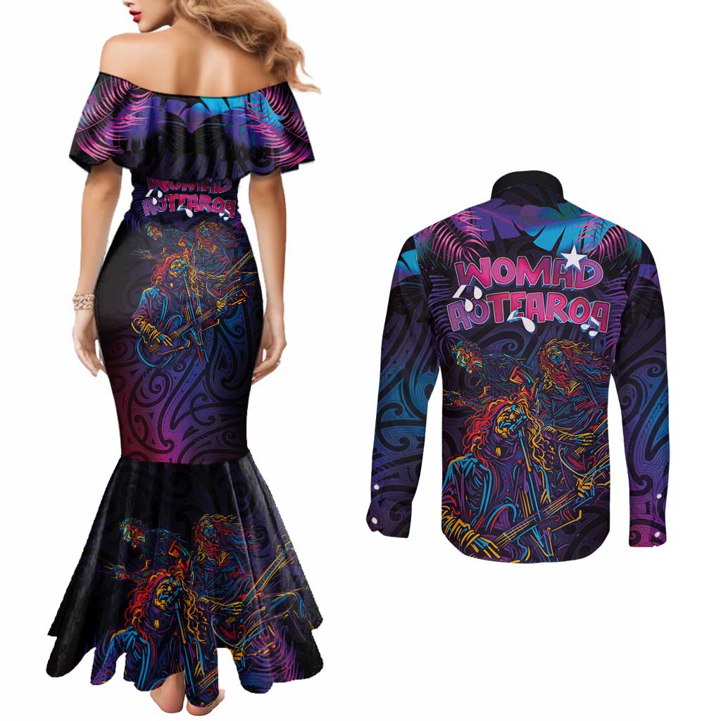 Aotearoa Arts Festival 2025 Couples Matching Mermaid Dress and Long Sleeve Button Shirt Maori Performing Art and Music - Rhythmic Vibes