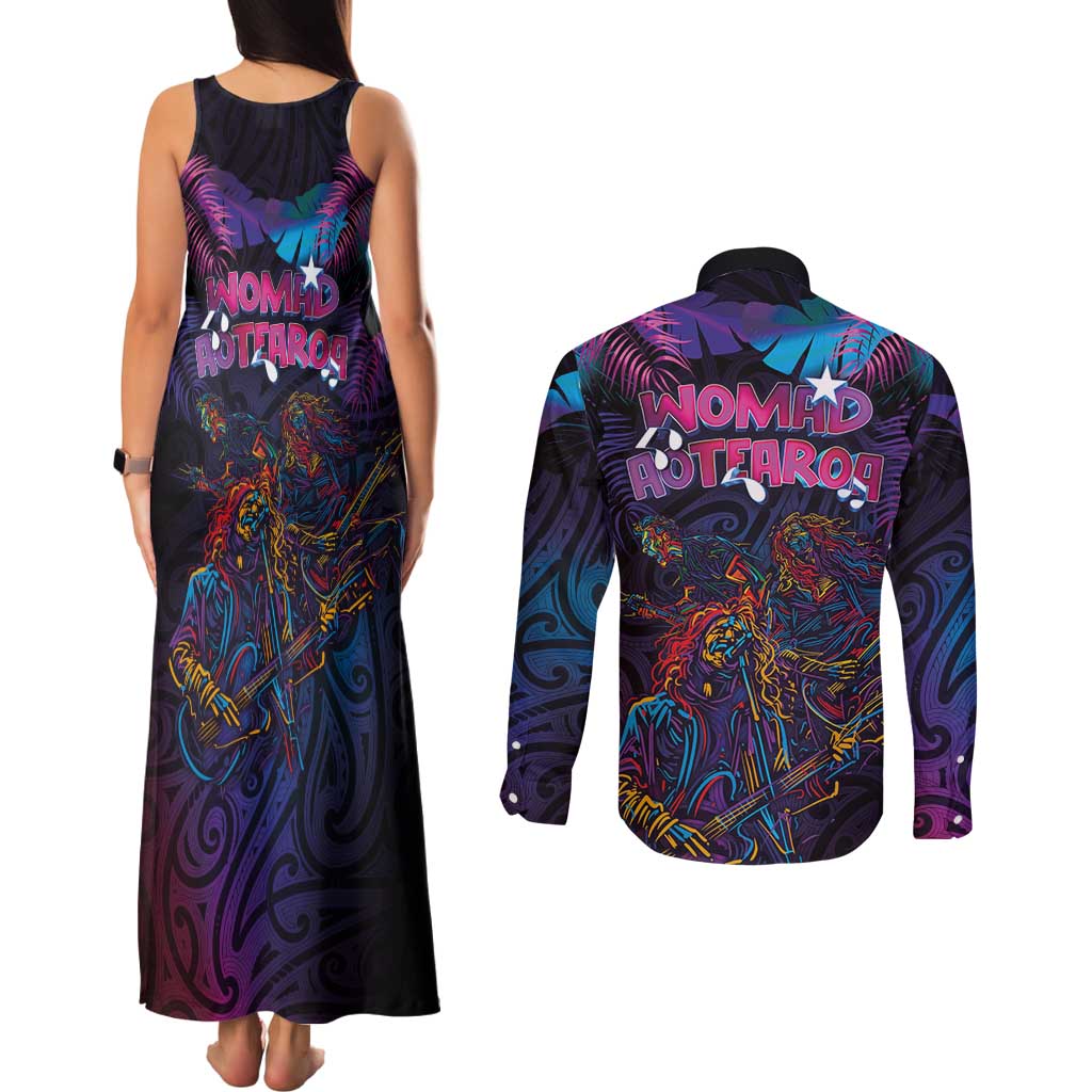 Aotearoa Arts Festival 2025 Couples Matching Tank Maxi Dress and Long Sleeve Button Shirt Maori Performing Art and Music - Rhythmic Vibes