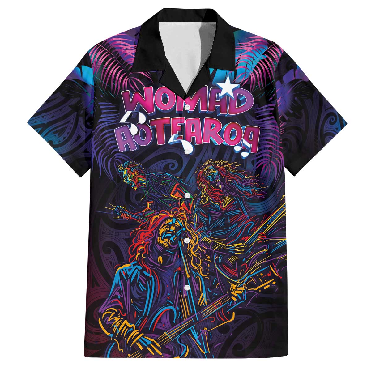 Aotearoa Arts Festival 2025 Family Matching Off The Shoulder Long Sleeve Dress and Hawaiian Shirt Maori Performing Art and Music - Rhythmic Vibes