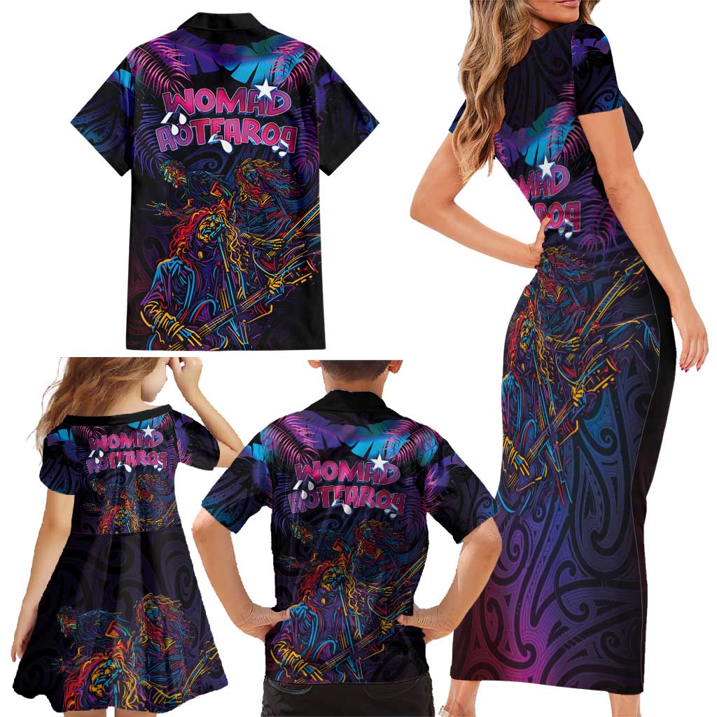 Aotearoa Arts Festival 2025 Family Matching Short Sleeve Bodycon Dress and Hawaiian Shirt Maori Performing Art and Music - Rhythmic Vibes