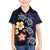 Hawaiian Turtles and Plumeria Hawaiian Shirt Polynesian Art Tribal Tattoo Dark Aqua Color