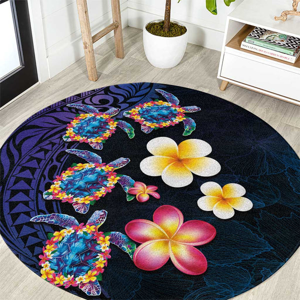 Neon Pineapple Hawaiian Print Round Rug