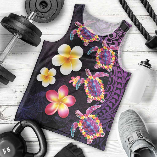 Hawaiian Tribal Men Tank Top Polynesian Kakau Turtle - Blue LT9 main image 0