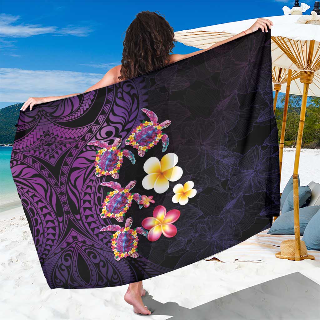 Hawaiian Turtles and Plumeria Sarong Polynesian Art Tribal Tattoo Deep Violet Color LT03 One Size 44 x 66 inches Purple - Polynesian Pride