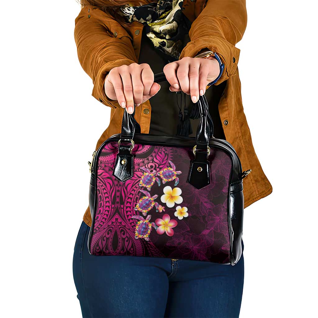 Hawaiian Turtles and Plumeria Shoulder Handbag Polynesian Art Tribal Tattoo Cerise LT03 One Size Pink - Polynesian Pride