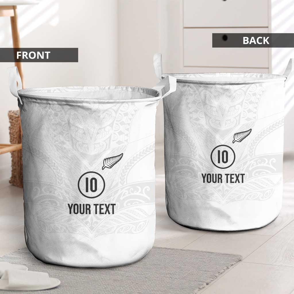 Custom New Zealand Football Laundry Basket The Whites-Sporty T90 Style - Polynesian Pride