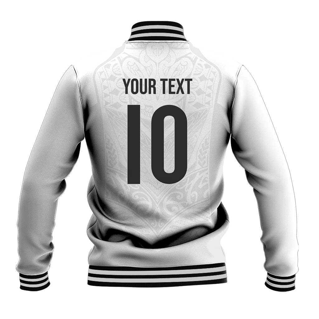 Custom New Zealand Football Baseball Jacket The Whites-Sporty T90 Style - Polynesian Pride