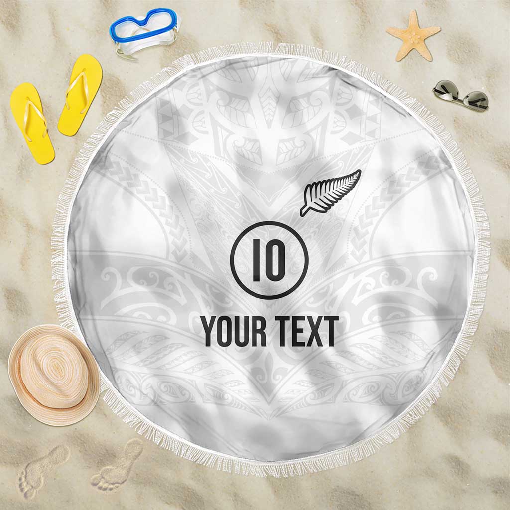 Custom New Zealand Football Beach Blanket The Whites-Sporty T90 Style - Polynesian Pride