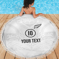 Custom New Zealand Football Beach Blanket The Whites-Sporty T90 Style - Polynesian Pride