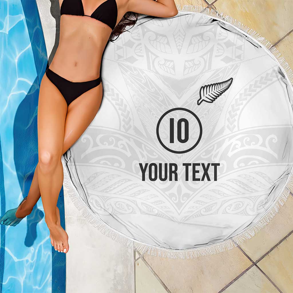 Custom New Zealand Football Beach Blanket The Whites-Sporty T90 Style - Polynesian Pride