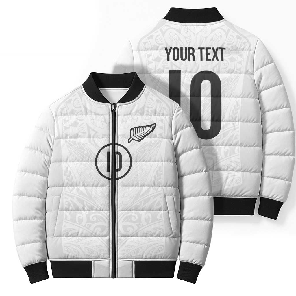 Custom New Zealand Football Bomber Puffer Jacket The Whites-Sporty T90 Style - Polynesian Pride