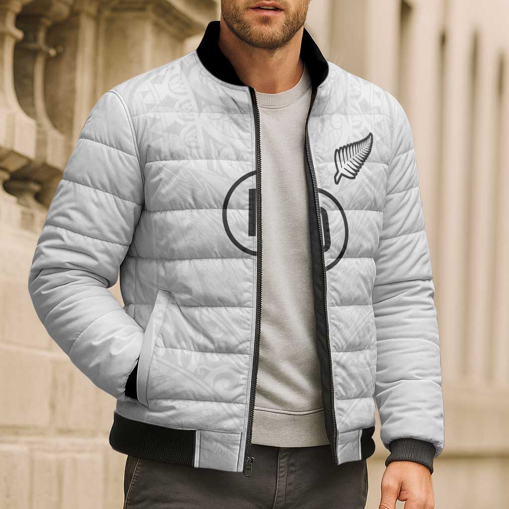 Custom New Zealand Football Bomber Puffer Jacket The Whites-Sporty T90 Style - Polynesian Pride