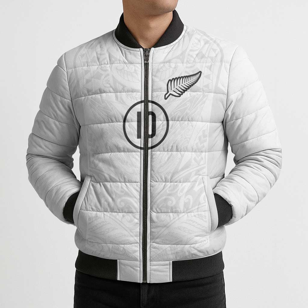 Custom New Zealand Football Bomber Puffer Jacket The Whites-Sporty T90 Style - Polynesian Pride