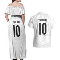 Custom New Zealand Football Couples Matching Off Shoulder Maxi Dress and Hawaiian Shirt The Whites-Sporty T90 Style - Polynesian Pride