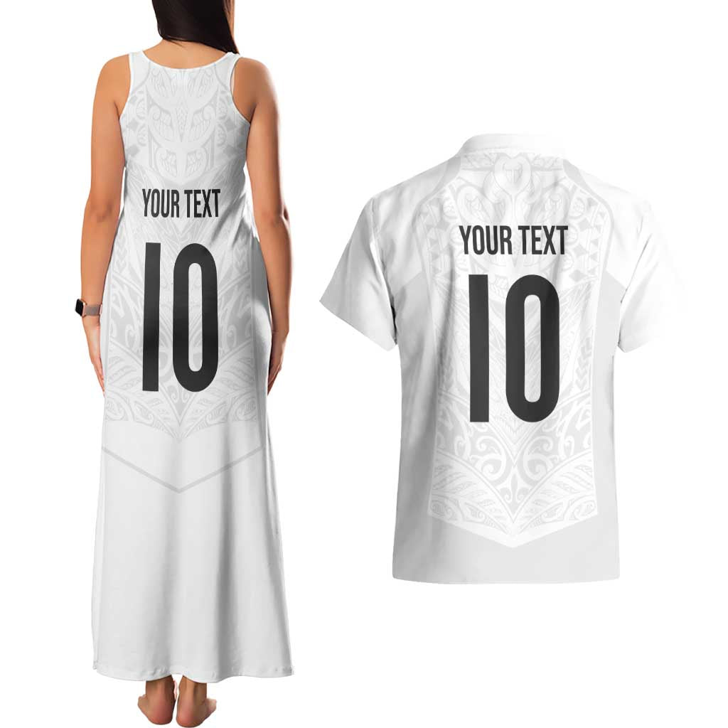 Custom New Zealand Football Couples Matching Tank Maxi Dress and Hawaiian Shirt The Whites-Sporty T90 Style - Polynesian Pride