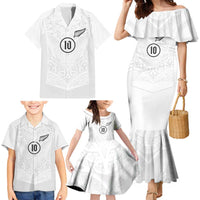 Custom New Zealand Football Family Matching Mermaid Dress and Hawaiian Shirt The Whites-Sporty T90 Style - Polynesian Pride