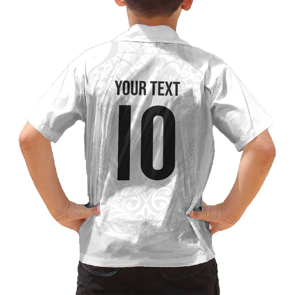 Custom New Zealand Football Family Matching Off Shoulder Short Dress and Hawaiian Shirt The Whites-Sporty T90 Style - Polynesian Pride