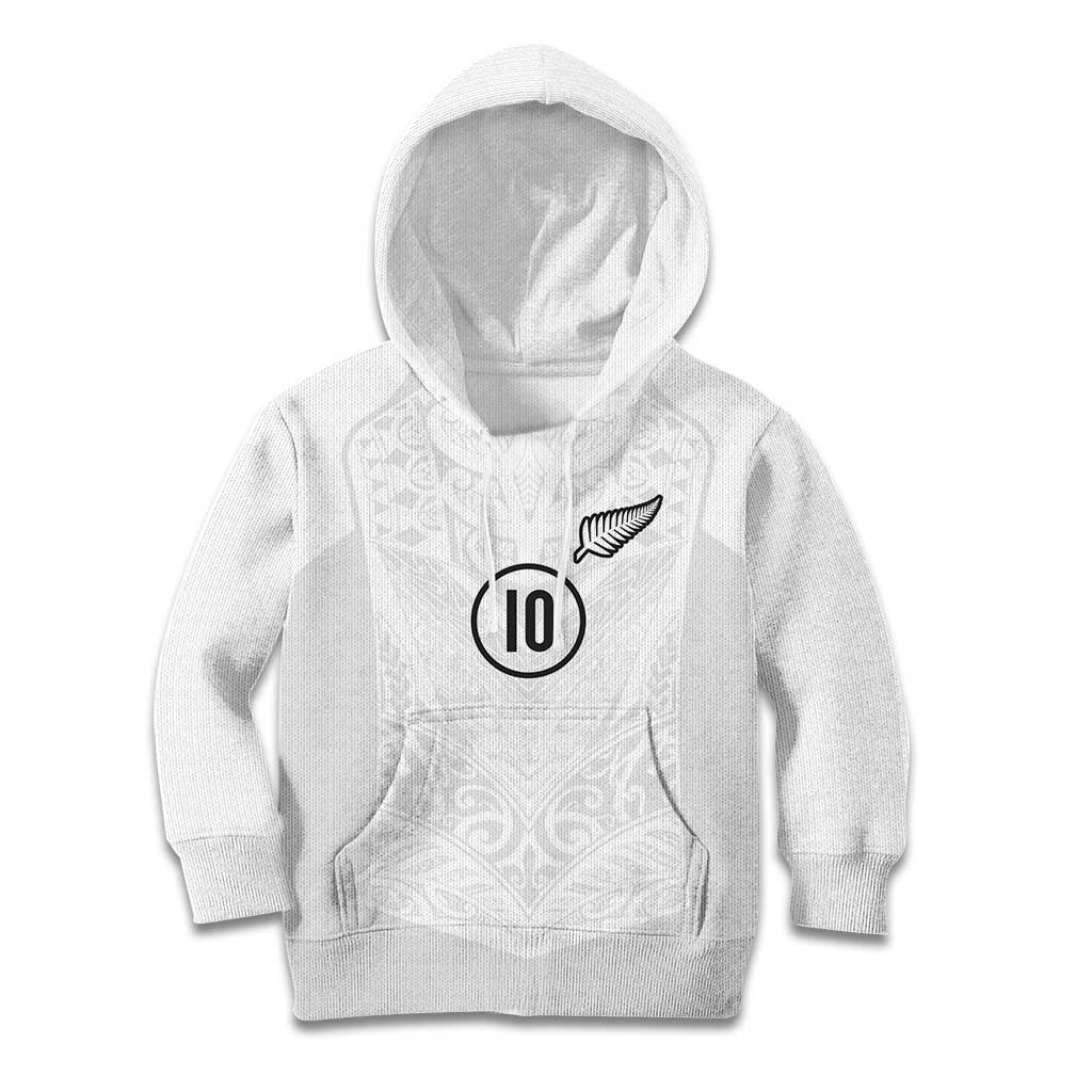 Custom New Zealand Football Kid Hoodie The Whites-Sporty T90 Style - Polynesian Pride