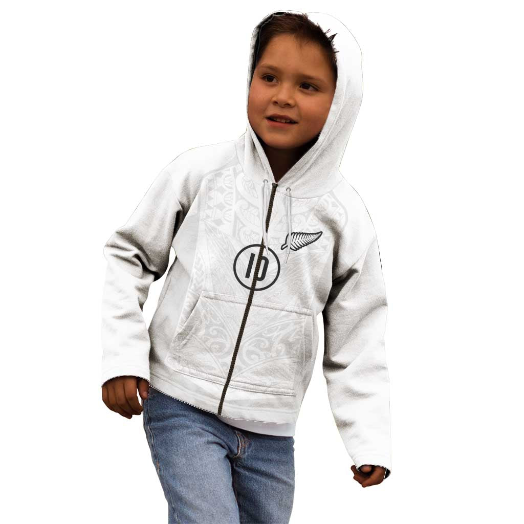 Custom New Zealand Football Kid Hoodie The Whites-Sporty T90 Style - Polynesian Pride