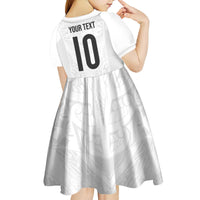 Custom New Zealand Football Kid Short Sleeve Dress The Whites-Sporty T90 Style - Polynesian Pride