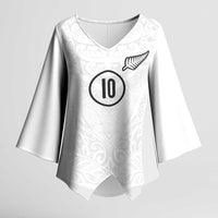 Custom New Zealand Football Kimono Sleeve Blouse The Whites-Sporty T90 Style - Polynesian Pride