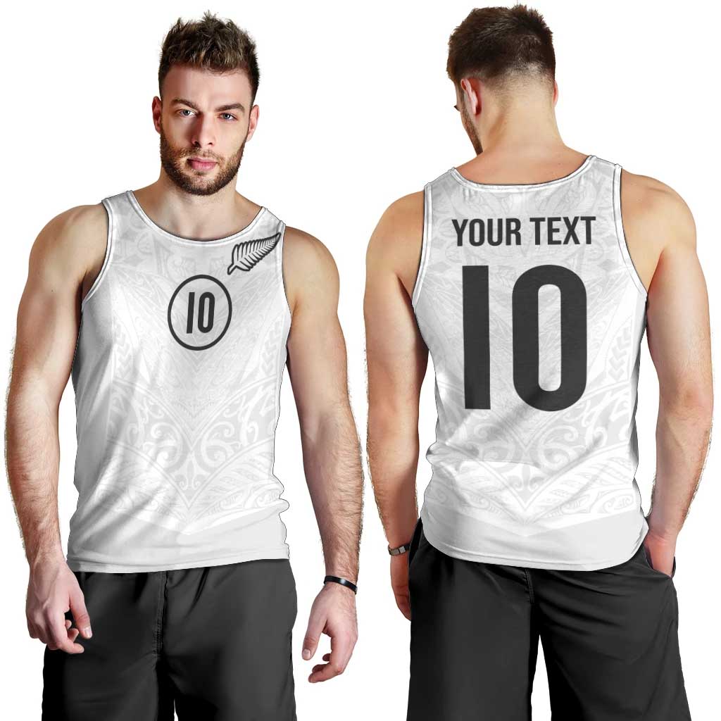 Custom New Zealand Football Men Tank Top The Whites-Sporty T90 Style - Polynesian Pride