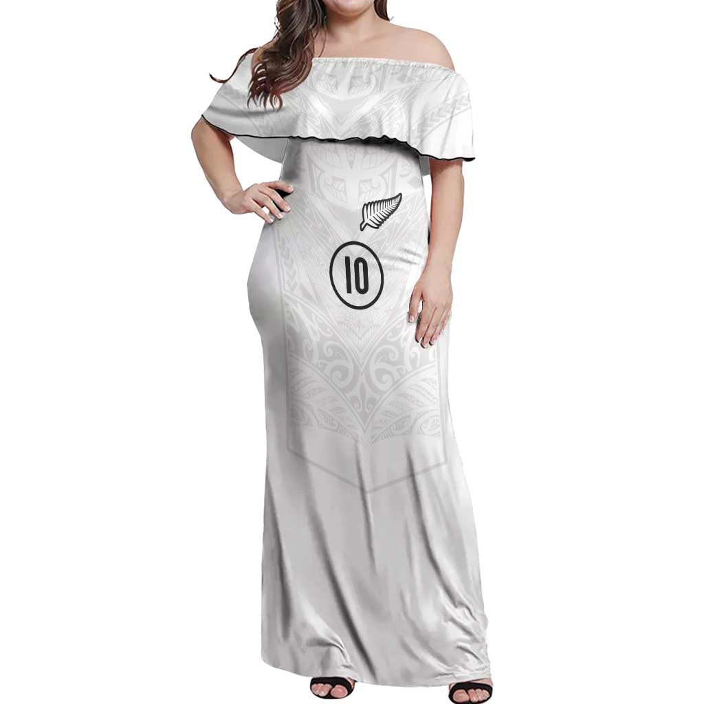 Custom New Zealand Football Off Shoulder Maxi Dress The Whites-Sporty T90 Style - Polynesian Pride