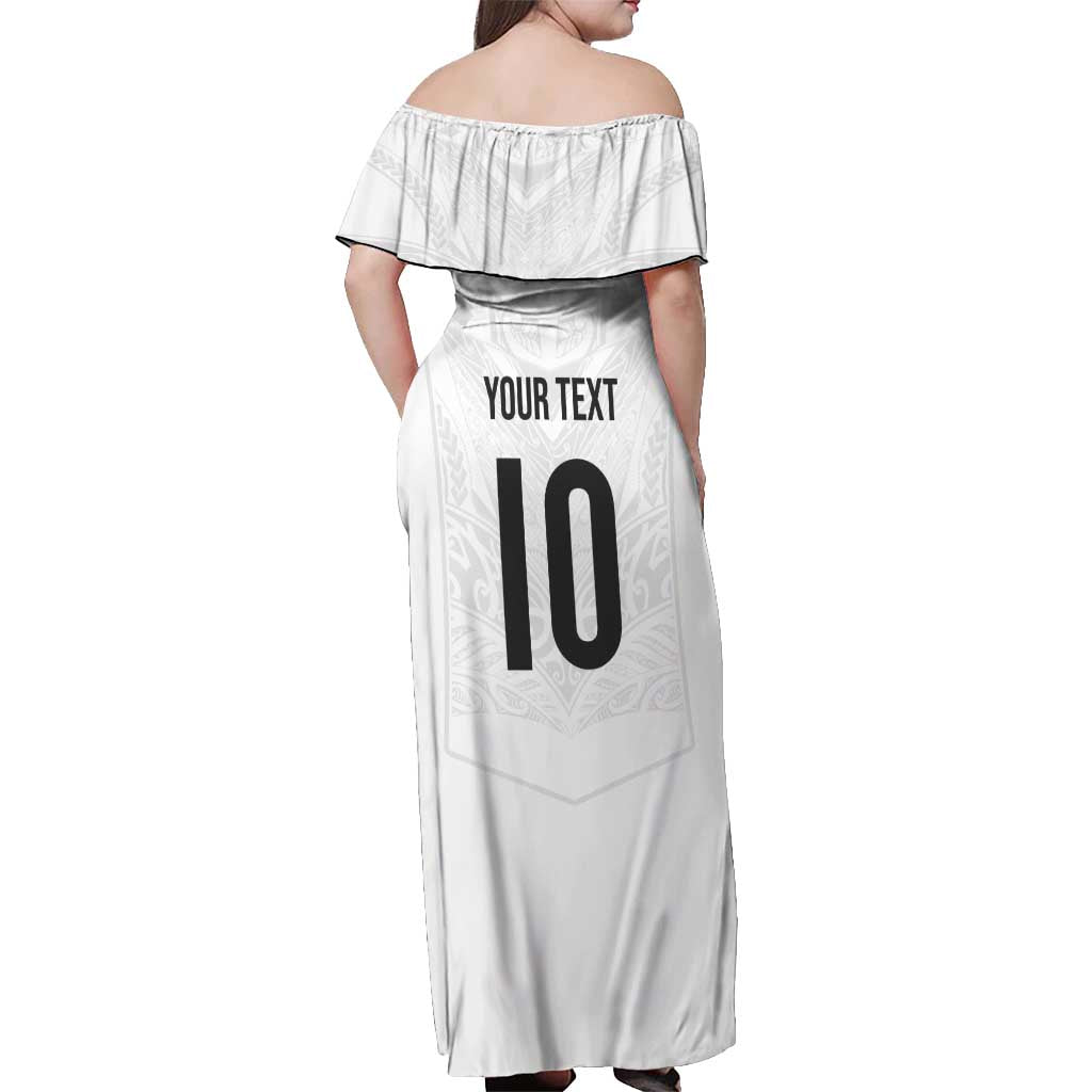 Custom New Zealand Football Off Shoulder Maxi Dress The Whites-Sporty T90 Style - Polynesian Pride