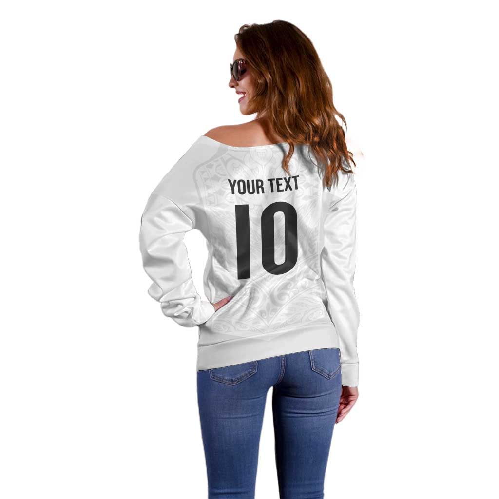 Custom New Zealand Football Off Shoulder Sweater The Whites-Sporty T90 Style - Polynesian Pride