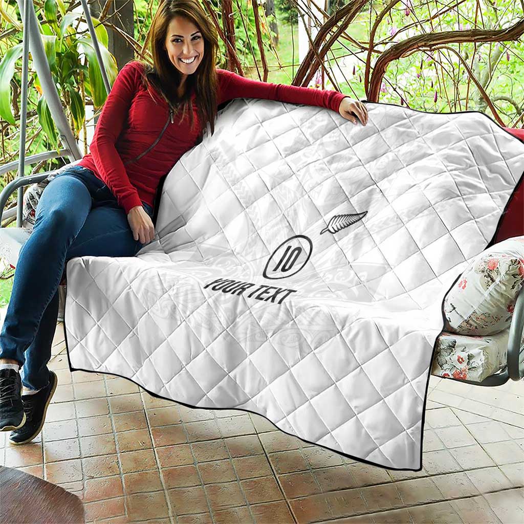 Custom New Zealand Football Quilt The Whites-Sporty T90 Style - Polynesian Pride