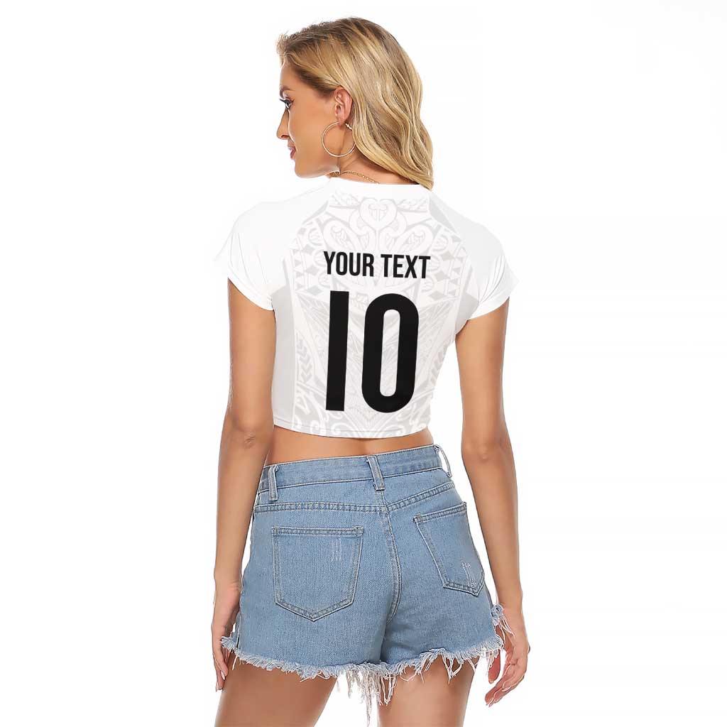 Custom New Zealand Football Raglan Cropped T Shirt The Whites-Sporty T90 Style - Polynesian Pride