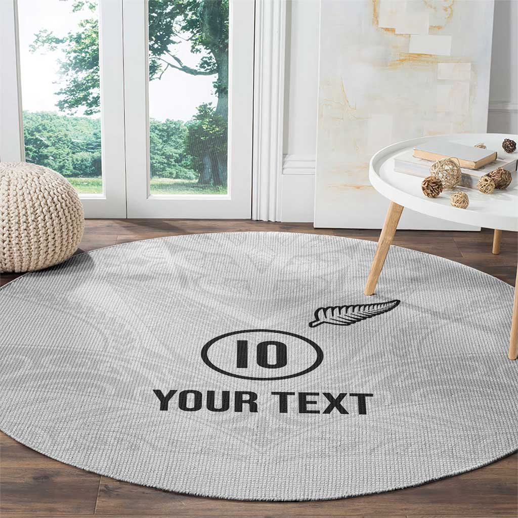 Custom New Zealand Football Round Carpet The Whites-Sporty T90 Style - Polynesian Pride