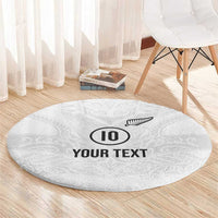 Custom New Zealand Football Round Carpet The Whites-Sporty T90 Style - Polynesian Pride