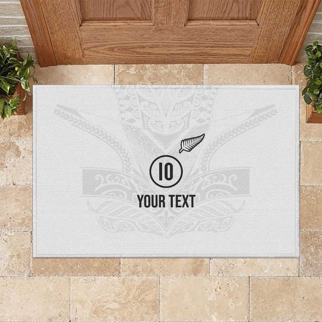 Custom New Zealand Football Rubber Doormat The Whites-Sporty T90 Style - Polynesian Pride