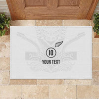 Custom New Zealand Football Rubber Doormat The Whites-Sporty T90 Style - Polynesian Pride