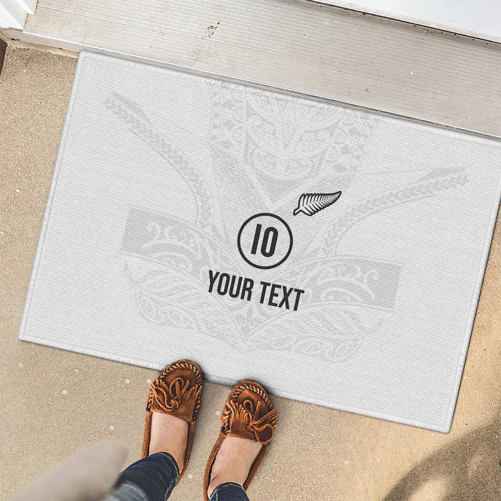 Custom New Zealand Football Rubber Doormat The Whites-Sporty T90 Style - Polynesian Pride