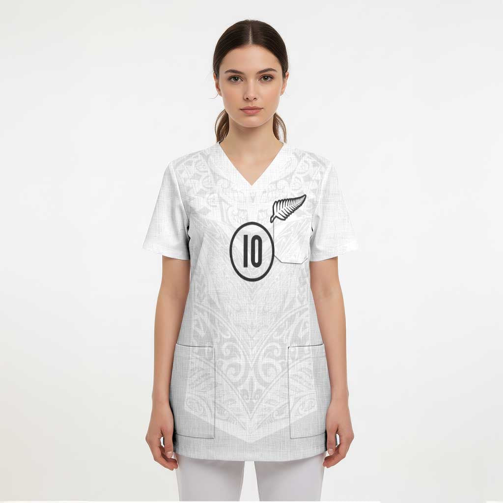 Custom New Zealand Football Scrub Top The Whites-Sporty T90 Style - Polynesian Pride