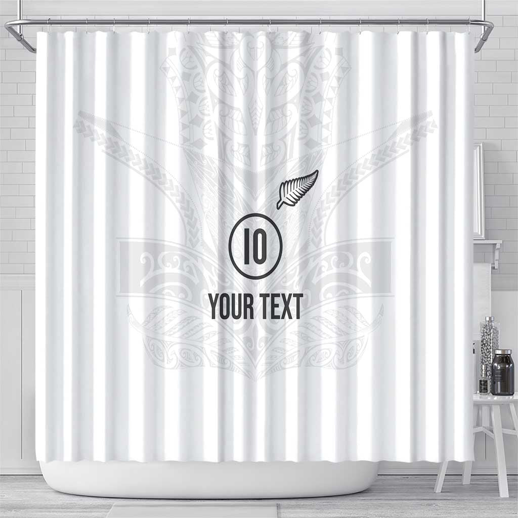 Custom New Zealand Football Shower Curtain The Whites-Sporty T90 Style - Polynesian Pride
