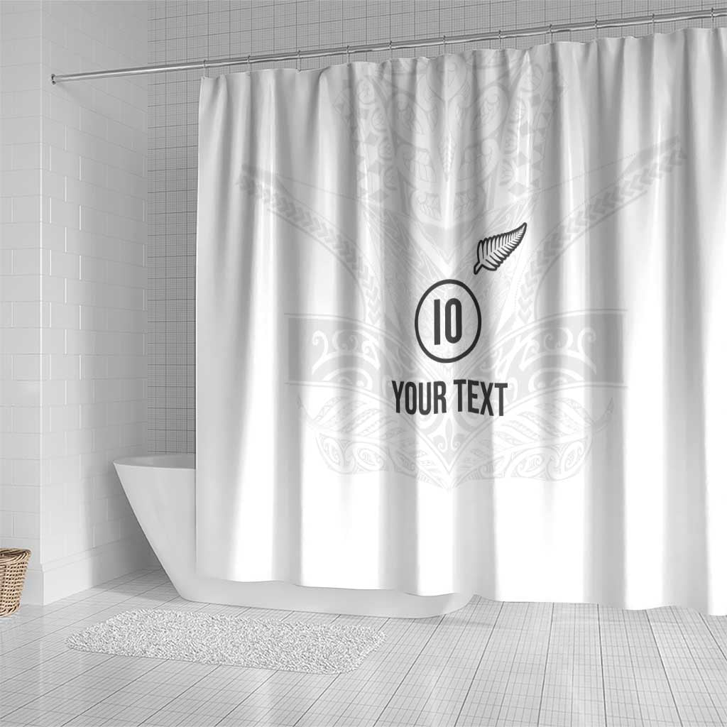 Custom New Zealand Football Shower Curtain The Whites-Sporty T90 Style - Polynesian Pride
