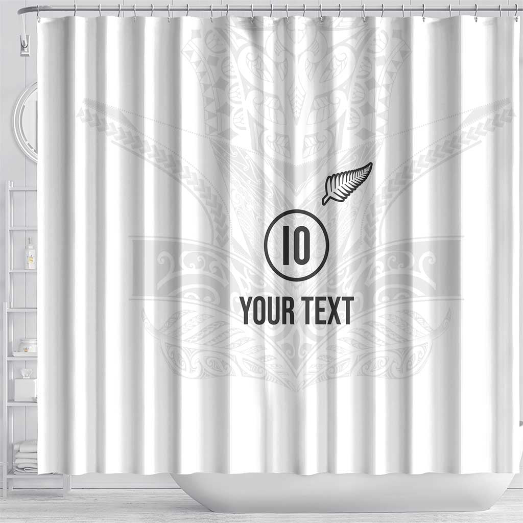 Custom New Zealand Football Shower Curtain The Whites-Sporty T90 Style - Polynesian Pride