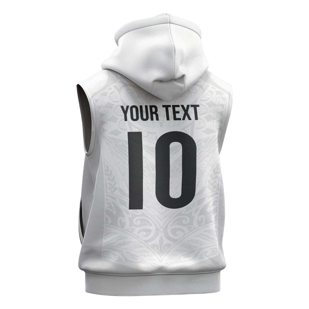 Custom New Zealand Football Sleeveless Zip Hoodie The Whites-Sporty T90 Style - Polynesian Pride
