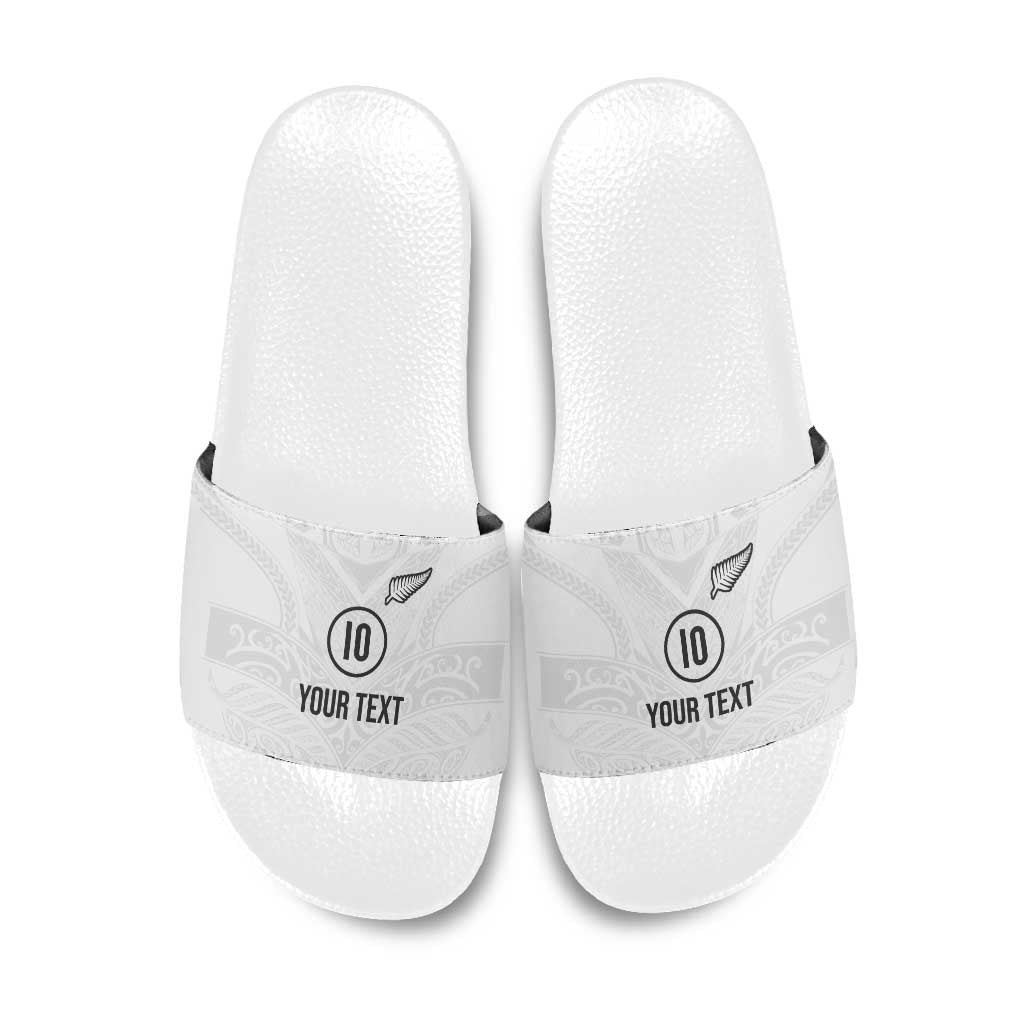Custom New Zealand Football Slide Sandals The Whites-Sporty T90 Style - Polynesian Pride
