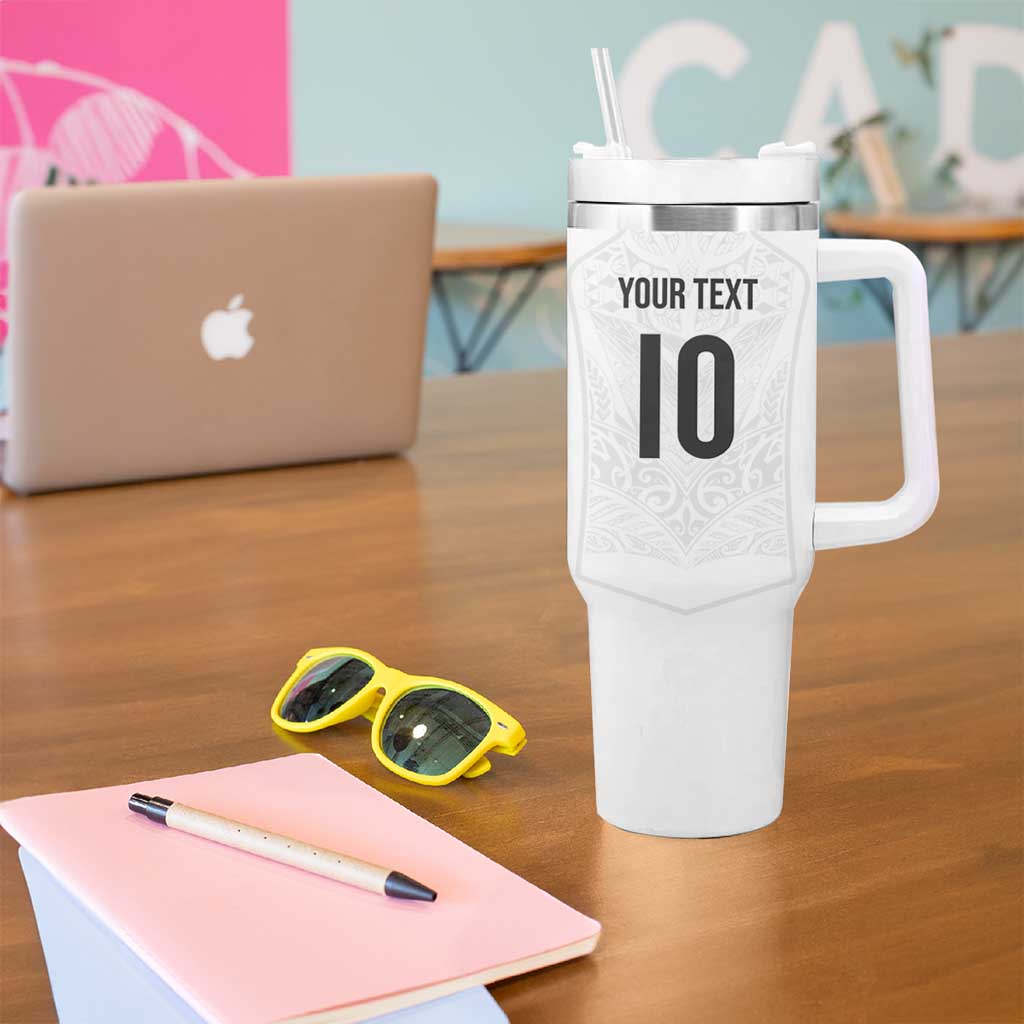 Custom New Zealand Football Tumbler With Handle The Whites-Sporty T90 Style - Polynesian Pride