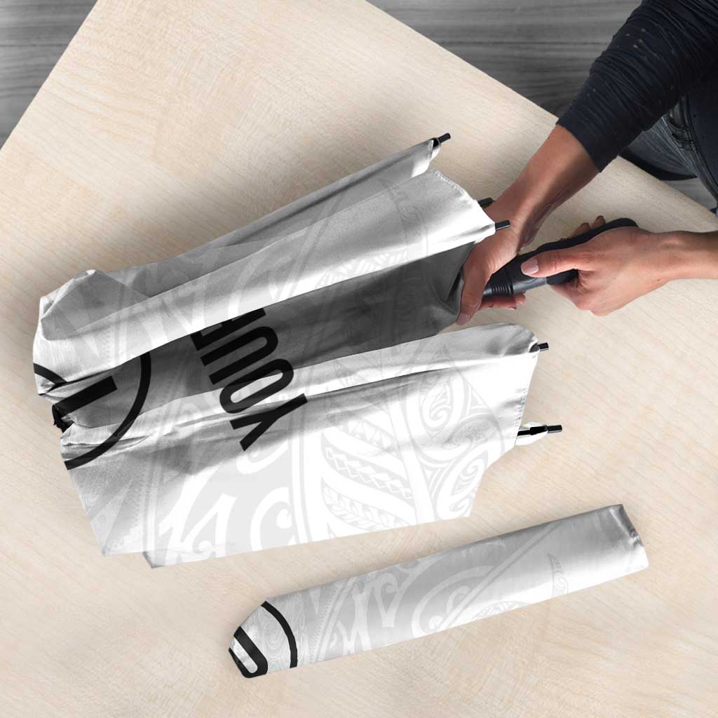 Custom New Zealand Football Umbrella The Whites-Sporty T90 Style - Polynesian Pride